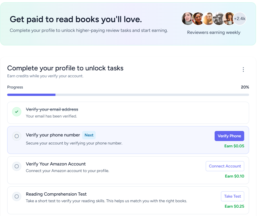Reader dashboard preview